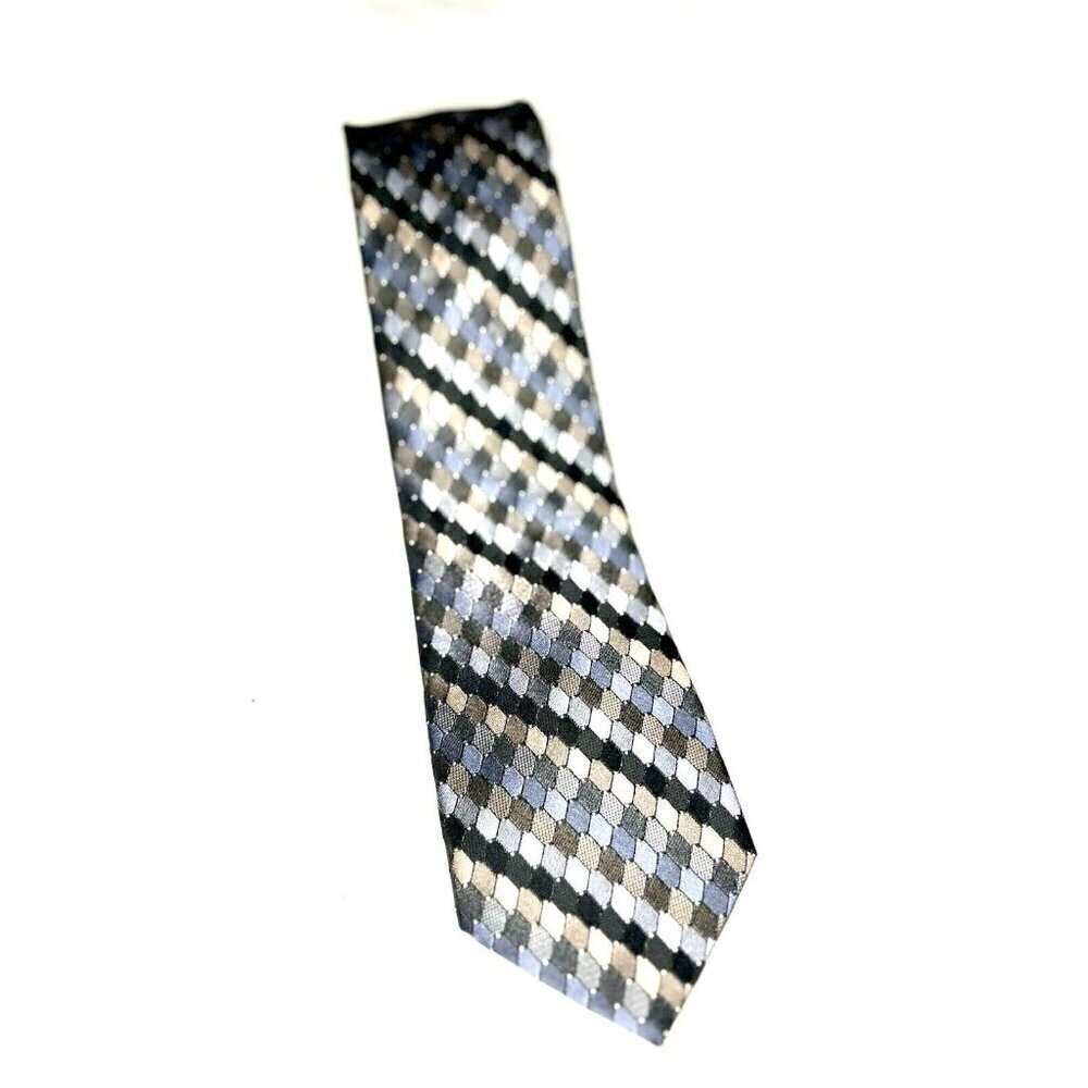 Calvin Klein Mens Classic Geometric Silk Tie Metallic Colors Cool Design MSRP$65 - Picture 2 of 11